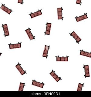 pattern cargo coal wagon cartoon. bulk shipment, supply energy, resource infrastructure cargo coal wagon sign vector Stock Vector