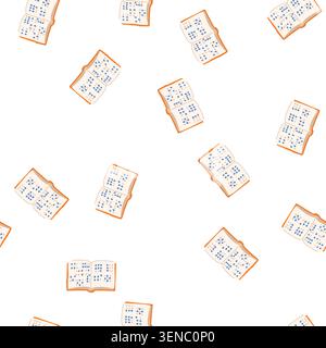 pattern blindness braille textbook cartoon. inclusion embossing, transcription dot, system language blindness braille textbook sign. seamless symbol v Stock Vector