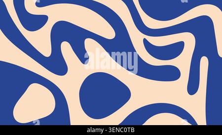 Minimalist abstract fluid background with blue and beige organic shapes Stock Vector
