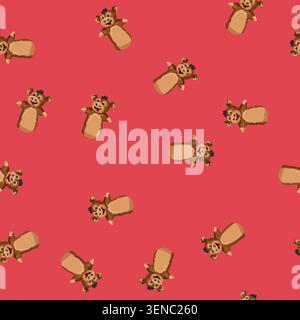 seamless pattern monkey hand puppet cartoon. monkey hand puppet sign vector Stock Vector