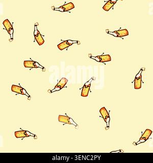 seamless pattern label beer bottle character cartoon. silhouette lager, simple beverage, black symbol label beer bottle character sign vector Stock Vector