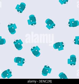 pattern rotor electric motor cartoon. windings magnetic, dc ac, horsepower speed rotor electric motor sign. seamless vector illustration Stock Vector