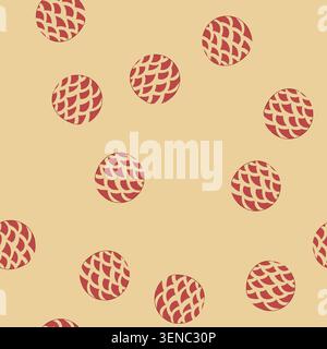 pattern circular graphic design element displaying a classic japanese seigaiha pattern with red fan like shapes on a beige background, symbolizing oce Stock Vector
