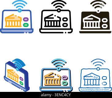 wi-fi mix distribution through device icon vector. wi-fi distribution through device sign. color contour symbol Stock Vector