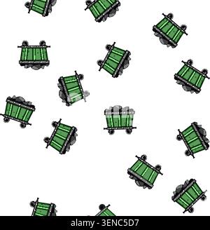 pattern transport coal wagon cartoon. mining industry, freight rail, cargo bulk transport coal wagon sign vector Stock Vector