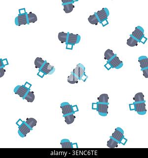 pattern gauge vacuum pump cartoon. conditioning hvac, underwater install, compressor worker gauge vacuum pump sign. seamless symbol vector illustratio Stock Vector