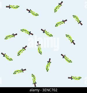 seamless pattern blade sword effect cartoon. light energy, ui animation, abstract comic blade sword effect sign vector Stock Vector