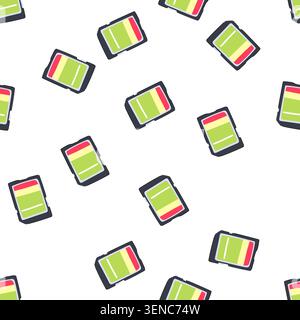 pattern transfer sd card cartoon. files videos, music data, format device transfer sd card sign. seamless symbol vector illustration Stock Vector