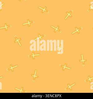 pattern catholic cross christian cartoon. easter line, outline christ, sunrise bible catholic cross christian sign. seamless vector illustration Stock Vector