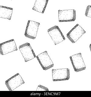 seamless pattern jot notepad hand drawn. memo list, organize save, document record jot notepad black sketch illustration Stock Vector