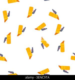 pattern beekeeping essential tool, a hand held smoker helping apiarists calm bees during hive inspection and honey harvesting, ensuring safety and eff Stock Vector