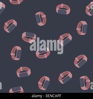 pattern lifestyle smart watch cartoon. person sport, app activity, exercise tracker lifestyle smart watch sign. seamless vector illustration Stock Vector