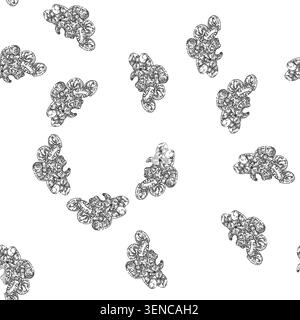 seamless pattern shrimp peeled hand drawn vector. prawn raw, cooked meat, fresh pink king tiger fish shrimp peeled sketch illustration Stock Vector