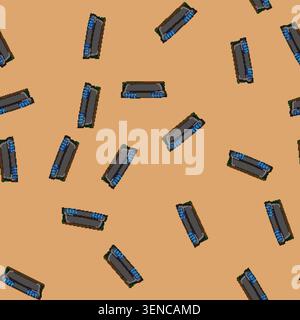 seamless pattern computer desktop memory cartoon. pc ram, access board computer desktop memory sign vector Stock Vector