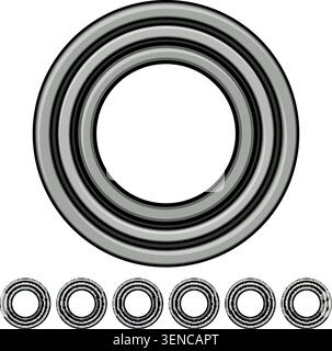 Ball bearing engineering component featuring concentric rings and grooves, illustrating mechanical precision and industrial design in an isolated imag Stock Vector