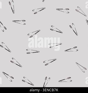 seamless pattern outdoor tongs hand cartoon. line chef, braai grilling, camping dinner outdoor tongs hand sign vector Stock Vector