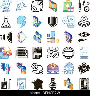 Large set of diverse icons representing various concepts, objects, and industries, suitable for web design, infographics, and conceptual illustration Stock Vector