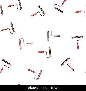 pattern Paint roller frame providing a critical component for applying color to surfaces, a common tool used in home improvement, construction project Stock Vector