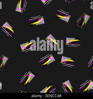 seamless pattern technology curved screen cartoon. display digital, tv led, monitor stage technology curved screen sign vector Stock Vector