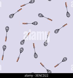 pattern Traditional kitchen whisk showing an outline drawing style for preparing food ingredients, illustrating culinary tools and the art of professi Stock Vector
