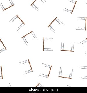 pattern equipment folding table cartoon. comfor metal, empty single equipment folding table sign. seamless symbol vector illustration Stock Vector