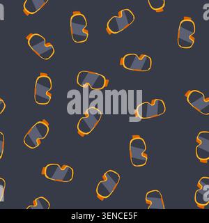 pattern slopes googles ski cartoon. cold adventure, powder snowboarding, alpine resort slopes googles ski sign. seamless vector illustration Stock Vector