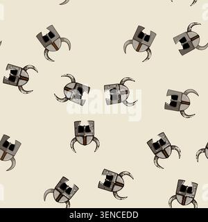 seamless pattern horned viking helmet cartoon. medieval armor, scandinavia saga, raider seafaring horned viking helmet sign vector Stock Vector