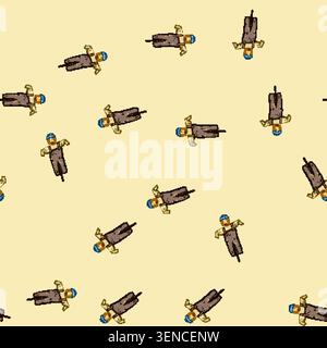 seamless pattern crow scarecrow cartoon. farm happy, cute harvest, scare pumpkin crow scarecrow sign vector Stock Vector
