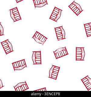 pattern red decorative fence section, resembling a headboard or a gate element, presenting elegant scrollwork and vertical bars, ideal for concepts of Stock Vector