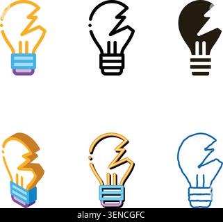 minimal Wrecked Lightbulb Icon Vector. Outline Wrecked Lightbulb Sign. Isolated Contour Symbol Stock Vector