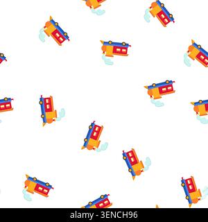 pattern tracks train toy cartoon. conductor caboose, whistle steam, model playvintage tracks train toy sign. seamless symbol vector illustration Stock Vector