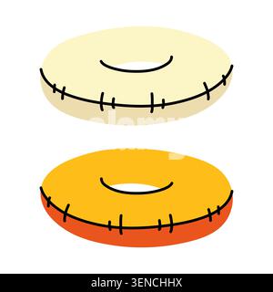 Swim ring vector clip art on white background. Inflatable swimming pool tubes or lifebuoys in yellow, orange and cream colors for summer beach safety Stock Vector