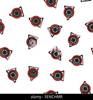 pattern Portable red and black extension cord reel providing multiple outlets for electrical power distribution, essential equipment for home improvem Stock Vector