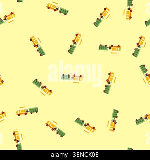 pattern conductor train toy cartoon. caboose whistle, steam model, playvintage electric conductor train toy sign. seamless vector illustration Stock Vector