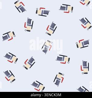 pattern worker vacuum pump cartoon. cutaway mechanic, dial repair, system cooling worker vacuum pump sign. seamless vector illustration Stock Vector