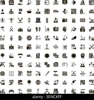 Large set of black glyph icons representing a wide array of business, social, nature, and everyday objects and actions, suitable for web and graphic d Stock Vector