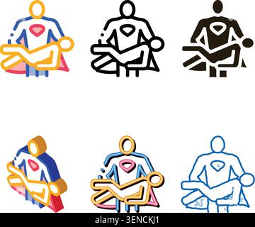 Hero Holds on Hands Human Icon Vector. Outline Hero Holds on Hands Human modern Sign. Isolated Contour Symbol Stock Vector