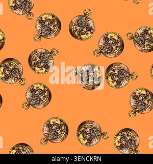 pattern retrofuturism steampunk device hand drawn. brass gears, clockwork anachronism, cogwheel steam retrofuturism steampunk device vector sketch ill Stock Vector