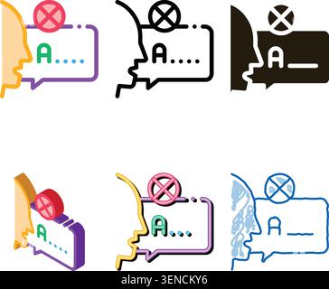 Mispronunciation Icon Vector. Outline Mispronunciation Sign. multistyle Isolated Contour Symbol Stock Vector