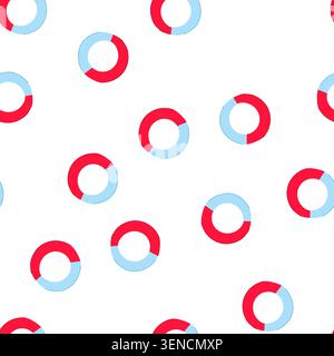 pattern donut chart visualizing data distribution and comparison, featuring a bold blue and red circular graphic representing information and financia Stock Vector