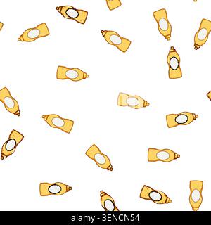 pattern Squeeze bottle of classic yellow mustard containing an empty label for custom branding or text, standing vertically on a white background, use Stock Vector