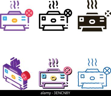 Broken Printer Icon Vector. range Outline Broken Printer Sign. Isolated Contour Symbol Stock Vector