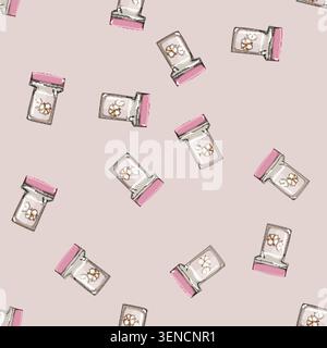 seamless pattern beauty cotton pad cartoon. beauty cotton pad sign vector Stock Vector