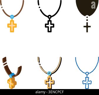 christian cross on neck icon modern vector. christian cross on neck sign. color symbol Stock Vector