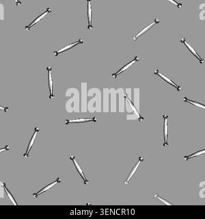 seamless pattern Silver metal pull handle illustration for drawers or cabinets, isolated against white, modern chrome finish for furniture, kitchen, o Stock Vector