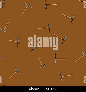 seamless pattern worker masons hammer cartoon. industry tools, hand power, building materials worker masons hammer sign vector Stock Vector