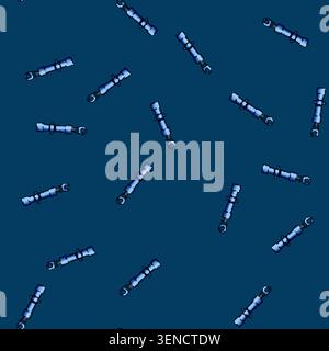 seamless pattern Hydraulic cylinder device featuring a piston rod extending from a central body, integral for applying powerful linear force in indust Stock Vector