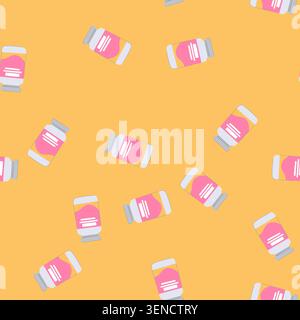 pattern medical vitamin capsule cartoon. natural organic, oil drug, mineral pharmacy medical vitamin capsule sign. seamless vector illustration Stock Vector