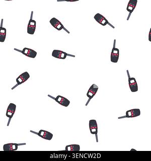 pattern cartoon drawing showing a handheld radio used for instant verbal two way communication, essential for security, emergency services, and outdoo Stock Vector