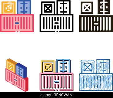 Cargo Containers Icon Vector. Outline Cargo Containers Sign. Isolated Contour modern Symbol Stock Vector
